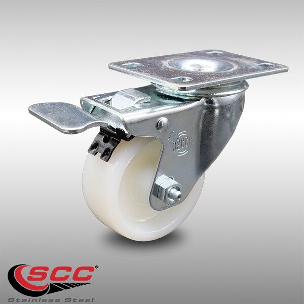 3 Inch SS Nylon Wheel Swivel Top Plate Caster with Total Lock Brake SCC